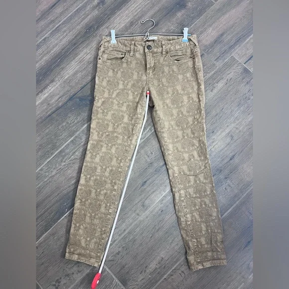 Free People Olive Green Victorian/Gothic Patterned Ankle Jeans - Picture 15 of 15